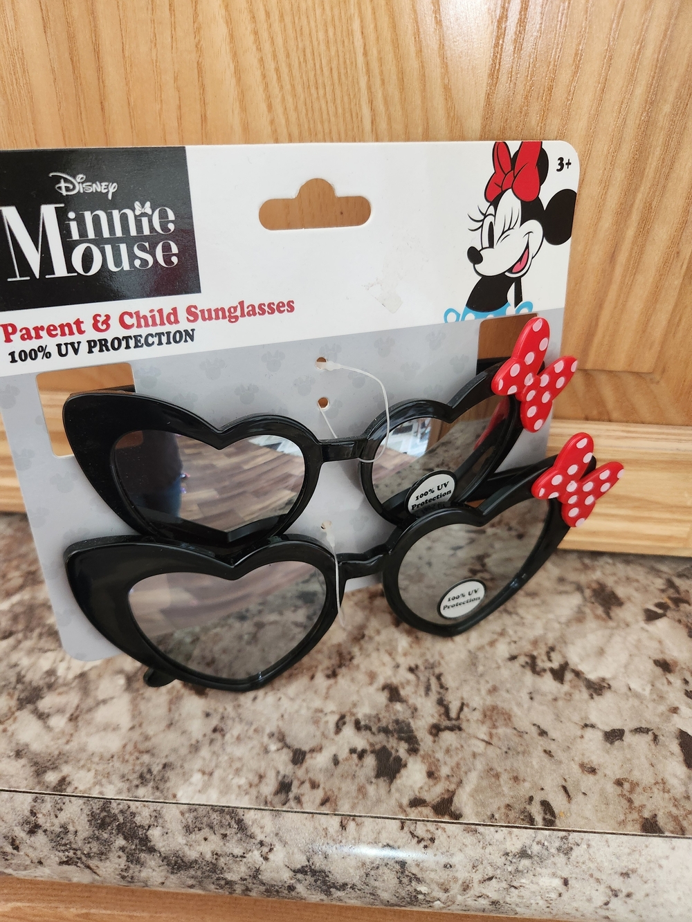 Disney Minnie Mouse Heart Sunglasses with Red Bow Accent